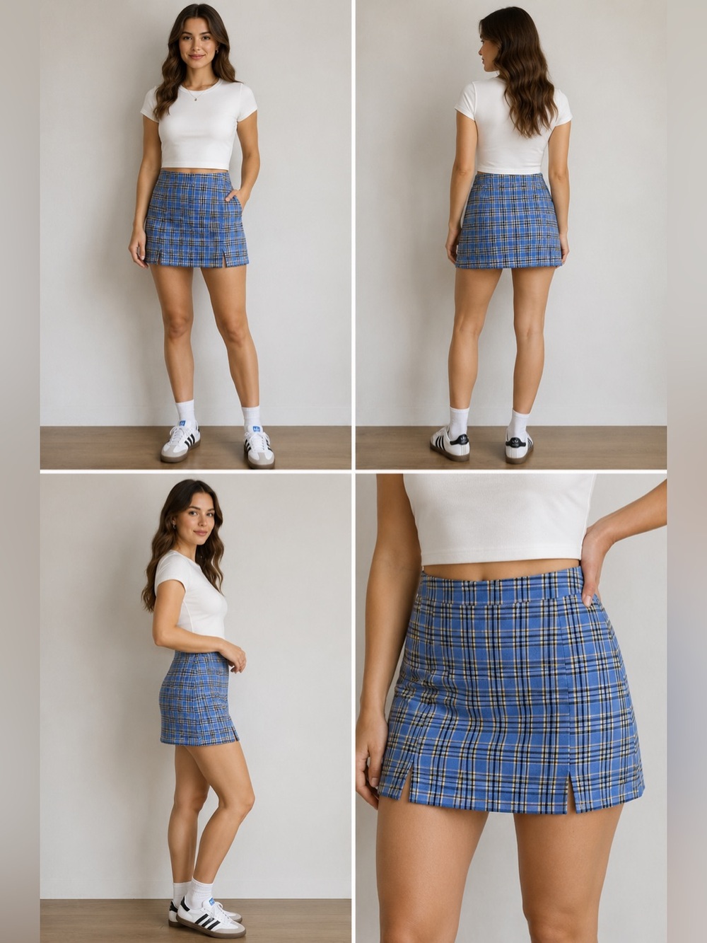 Clock House Plaid Mini Skirt Size 38 EU/ 6 US Blue Yellow